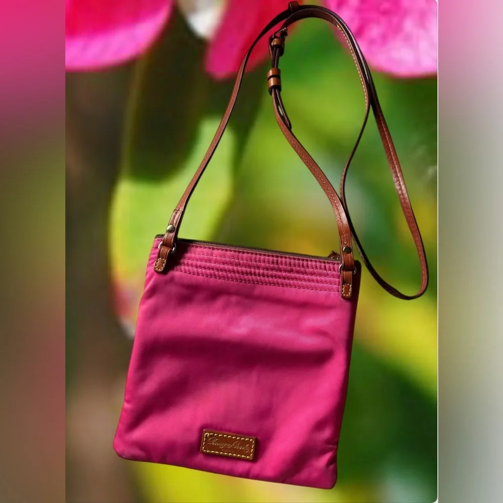 Dooney & Bourke Nylon North South Triple Zip Crossbody in Fuchsia